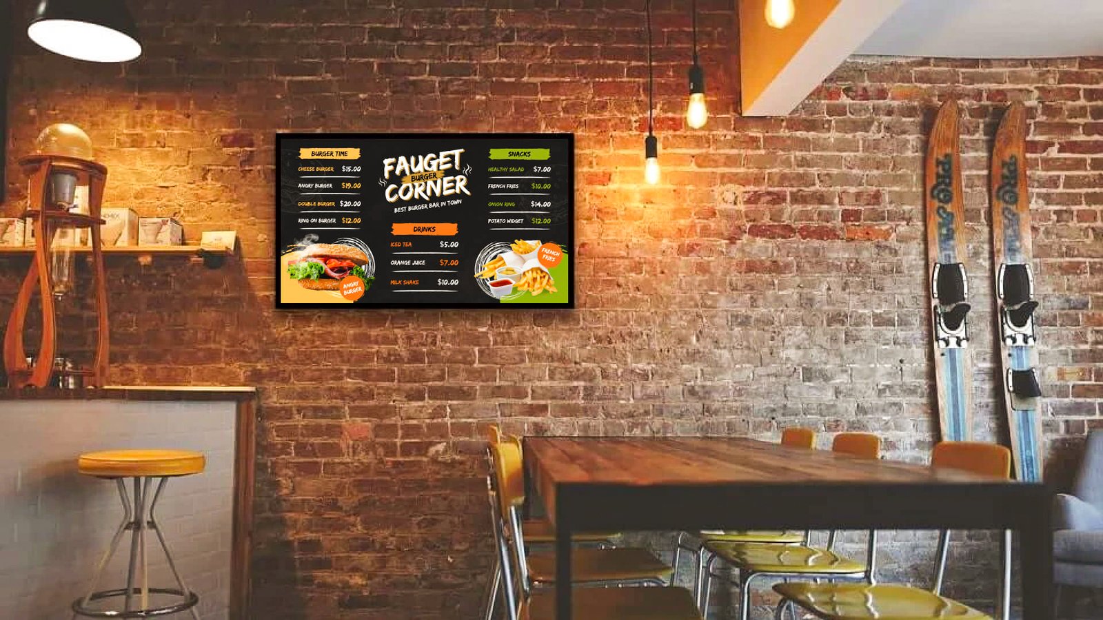 Samsung Display Digital Signage Main Page Images Updated Food Menu Board