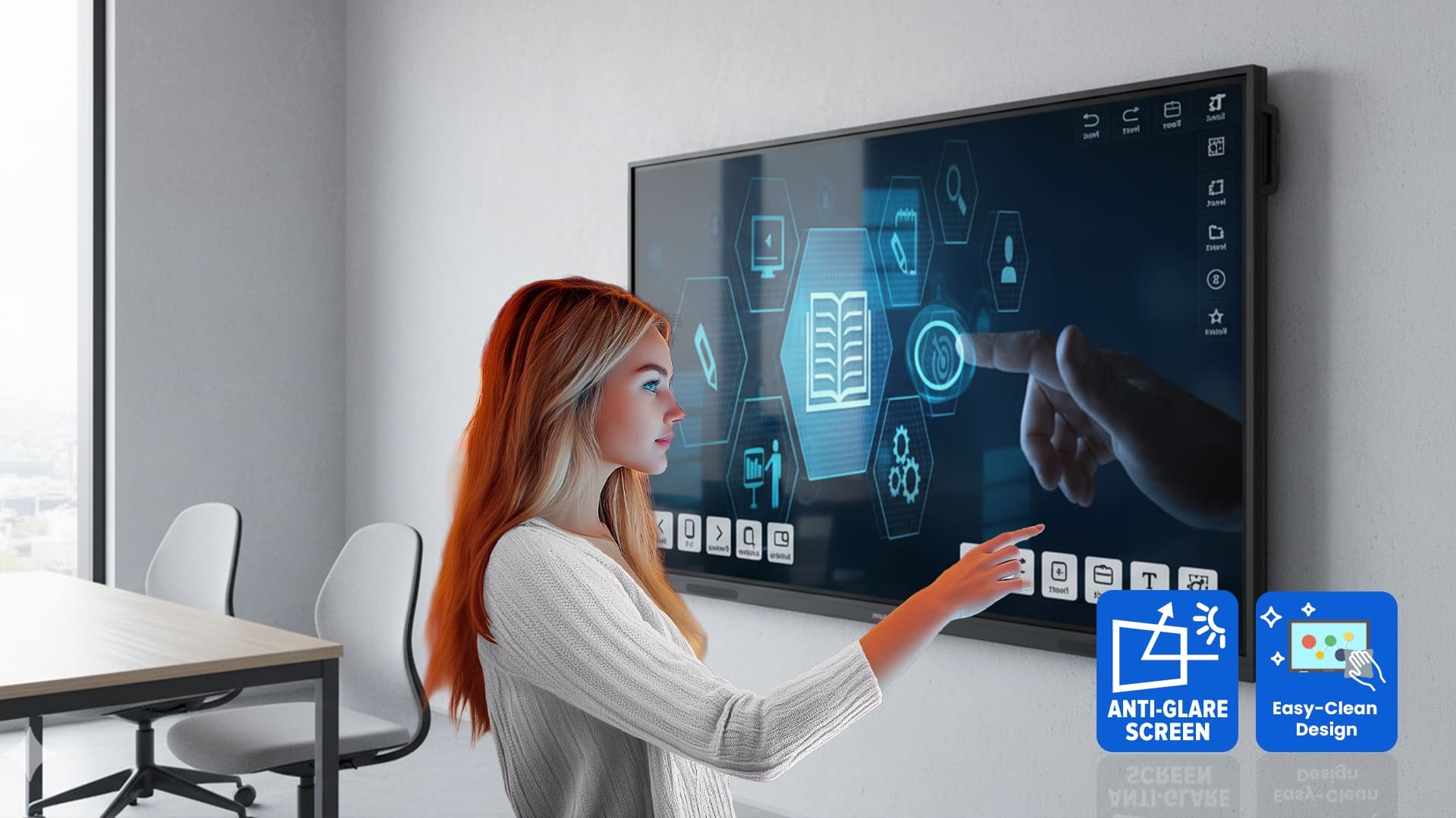 Anti-glare toughened glass & Anti-fingerprint coating Philips Interactive Display Front