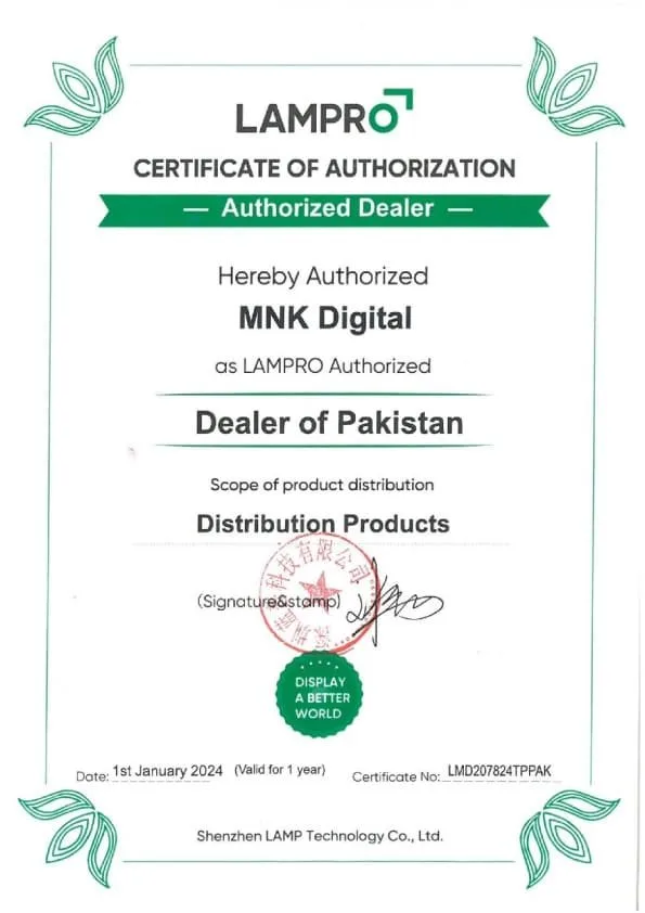 Lampro Authhorization Certificate for MNK Digital